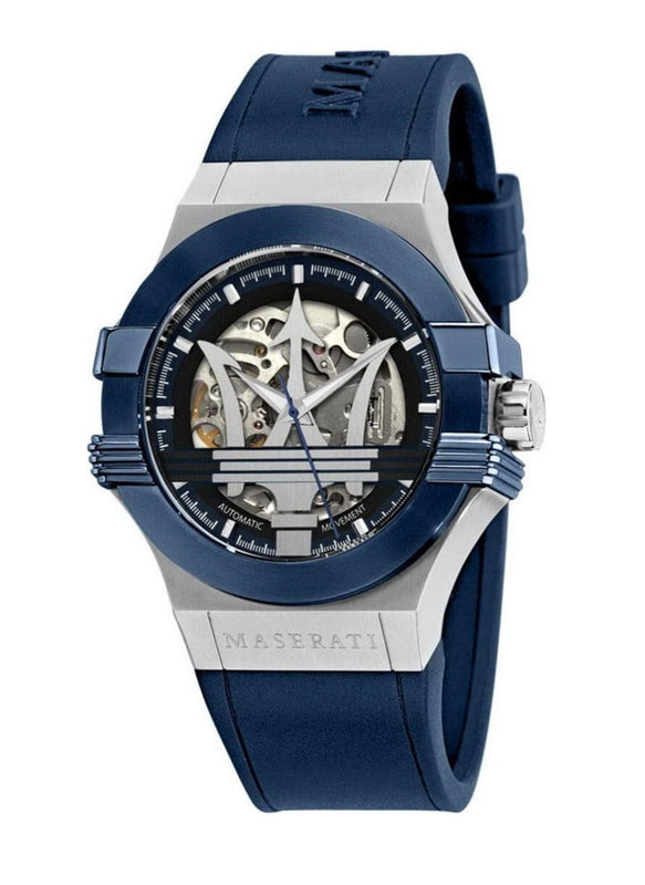 Buy Shop Maserati Potenza 42mm Blue Dial Automatic Silicone Strap Watch For Men - R8821108028 USA Online