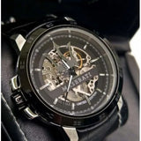 Buy Shop Maserati Potenza Automatic Black Dial Black Leather Strap Stainless Steel Watch For Men - R8821119006 USA Online