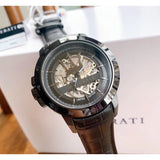 Buy Shop Maserati Potenza Automatic Black Dial Black Leather Strap Stainless Steel Watch For Men - R8821119006 USA Online