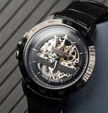 Buy Shop Maserati Potenza Automatic Black Dial Black Leather Strap Stainless Steel Watch For Men - R8821119006 USA Online