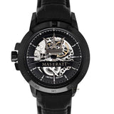 Buy Shop Maserati Potenza Automatic Black Dial Black Leather Strap Stainless Steel Watch For Men - R8821119006 USA Online