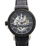 Buy Shop Maserati Potenza Automatic Black Dial Black Leather Strap Stainless Steel Watch For Men - R8821119006 USA Online