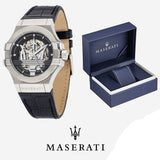 Buy Shop Maserati Potenza Automatic Black Dial Black Leather Strap Watch For Men - R8821108001 USA Online