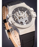 Buy Shop Maserati Potenza Automatic Black Dial Black Leather Strap Watch For Men - R8821108001 USA Online