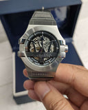 Buy Shop Maserati Potenza Automatic Black Dial Black Leather Strap Watch For Men - R8821108001 USA Online