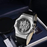 Buy Shop Maserati Potenza Automatic Black Dial Black Leather Strap Watch For Men - R8821108001 USA Online