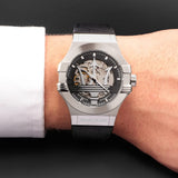 Buy Shop Maserati Potenza Automatic Black Dial Black Leather Strap Watch For Men - R8821108001 USA Online