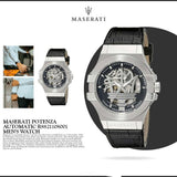 Buy Shop Maserati Potenza Automatic Black Dial Black Leather Strap Watch For Men - R8821108001 USA Online