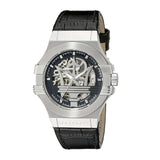 Buy Shop Maserati Potenza Automatic Black Dial Black Leather Strap Watch For Men - R8821108001 USA Online