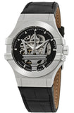 Buy Shop Maserati Potenza Automatic Black Dial Black Leather Strap Watch For Men - R8821108001 USA Online