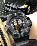 Buy Shop Maserati Potenza Automatic Black Dial Black Leather Strap Watch For Men - R8821108008 USA Online