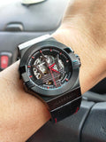 Buy Shop Maserati Potenza Automatic Black Dial Black Leather Strap Watch For Men - R8821108008 USA Online