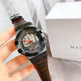 Buy Shop Maserati Potenza Automatic Black Dial Black Leather Strap Watch For Men - R8821108008 USA Online