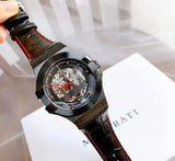 Buy Shop Maserati Potenza Automatic Black Dial Black Leather Strap Watch For Men - R8821108008 USA Online