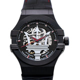 Buy Shop Maserati Potenza Automatic Black Dial Black Leather Strap Watch For Men - R8821108008 USA Online