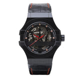 Buy Shop Maserati Potenza Automatic Black Dial Black Leather Strap Watch For Men - R8821108008 USA Online