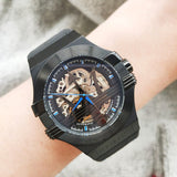 Buy Shop Maserati Potenza Automatic Black Dial Black Leather Strap Watch For Men - R8821108009 USA Online