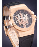 Buy Shop Maserati Potenza Automatic Rose Gold Dial Black Leather Strap Watch For Men - R8821108002 USA Online