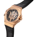 Buy Shop Maserati Potenza Automatic Rose Gold Dial Black Leather Strap Watch For Men - R8821108002 USA Online