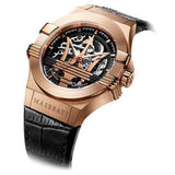 Buy Shop Maserati Potenza Automatic Rose Gold Dial Black Leather Strap Watch For Men - R8821108002 USA Online