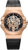 Buy Shop Maserati Potenza Automatic Rose Gold Dial Black Leather Strap Watch For Men - R8821108002 USA Online