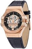 Buy Shop Maserati Potenza Automatic Rose Gold Dial Black Leather Strap Watch For Men - R8821108002 USA Online