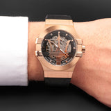 Buy Shop Maserati Potenza Automatic Skeleton Black Dial Black Leather Strap Watch For Men - R8821108039 USA Online