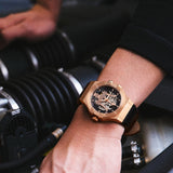 Buy Shop Maserati Potenza Automatic Skeleton Black Dial Black Leather Strap Watch For Men - R8821108039 USA Online