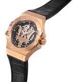 Buy Shop Maserati Potenza Automatic Skeleton Black Dial Black Leather Strap Watch For Men - R8821108039 USA Online
