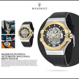 Buy Shop Maserati Potenza Automatic Skeleton Dial Black Leather Strap Watch For Men - R8821108011 USA Online