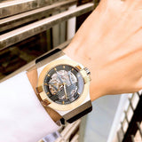 Buy Shop Maserati Potenza Automatic Skeleton Dial Black Leather Strap Watch For Men - R8821108011 USA Online