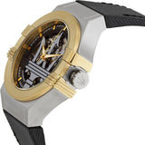 Buy Shop Maserati Potenza Automatic Skeleton Dial Black Leather Strap Watch For Men - R8821108011 USA Online
