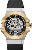 Buy Shop Maserati Potenza Automatic Skeleton Dial Black Leather Strap Watch For Men - R8821108011 USA Online