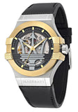 Buy Shop Maserati Potenza Automatic Skeleton Dial Black Leather Strap Watch For Men - R8821108011 USA Online