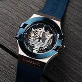Buy Shop Maserati Potenza Automatic Skeleton Dial Blue Rubber Strap Watch For Men - R8821108035 USA Online