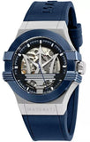 Buy Shop Maserati Potenza Automatic Skeleton Dial Blue Rubber Strap Watch For Men - R8821108035 USA Online