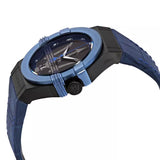 Buy Shop Maserati Potenza Black Dial 42mm Blue Leather Strap Watch For Men - R8851108007 USA Online