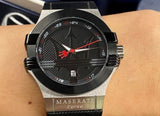Buy Shop Maserati Potenza Black Dial Black Leather Strap Watch For Men - R8851108001 USA Online