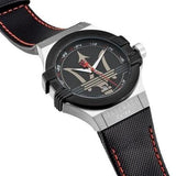 Buy Shop Maserati Potenza Black Dial Black Leather Strap Watch For Men - R8851108001 USA Online
