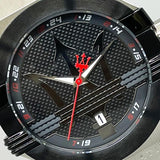 Buy Shop Maserati Potenza Black Dial Black Leather Strap Watch For Men - R8851108001 USA Online