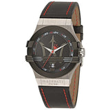 Buy Shop Maserati Potenza Black Dial Black Leather Strap Watch For Men - R8851108001 USA Online