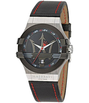 Buy Shop Maserati Potenza Black Dial Black Leather Strap Watch For Men - R8851108001 USA Online