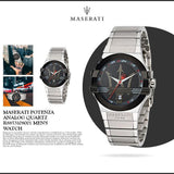 Buy Shop Maserati Potenza Black Dial Silver Steel Strap Watch For Men - R8853108001 USA Online