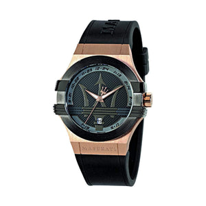 Buy Shop Maserati Potenza Black & Rose Gold Dial Black Rubber Strap Watch For Men - R8851108002 USA Online