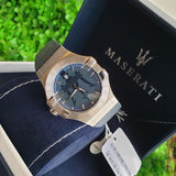 Buy Shop Maserati Potenza Blue Dial Blue Leather Strap Watch For Men - R8851108015 USA Online