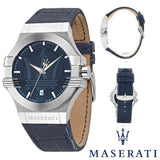 Buy Shop Maserati Potenza Blue Dial Blue Leather Strap Watch For Men - R8851108015 USA Online