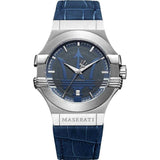 Buy Shop Maserati Potenza Blue Dial Blue Leather Strap Watch For Men - R8851108015 USA Online