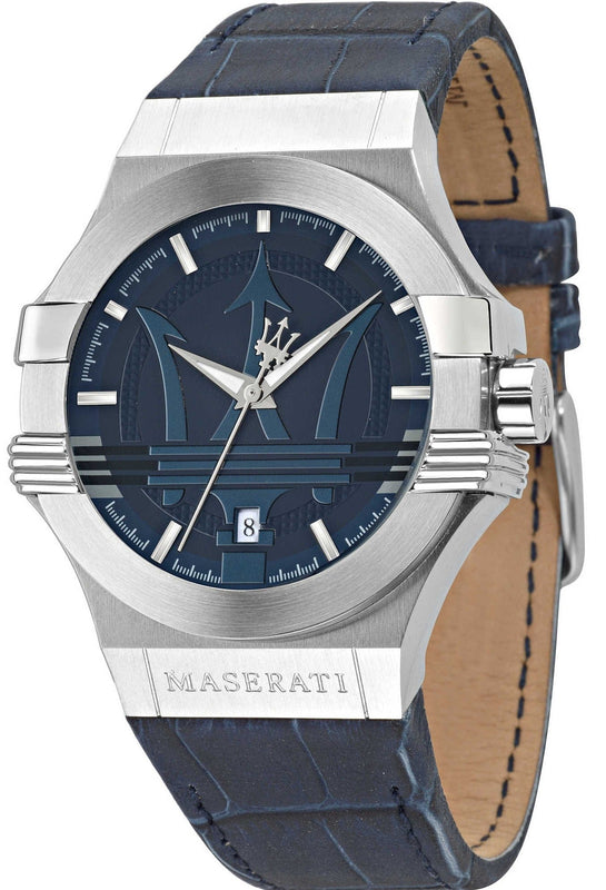 Buy Shop Maserati Potenza Blue Dial Blue Leather Strap Watch For Men - R8851108015 USA Online