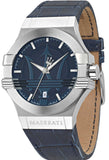 Buy Shop Maserati Potenza Blue Dial Blue Leather Strap Watch For Men - R8851108015 USA Online