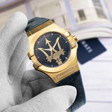 Buy Shop Maserati Potenza Blue Dial Blue Leather Strap Watch For Men - R8851108035 USA Online